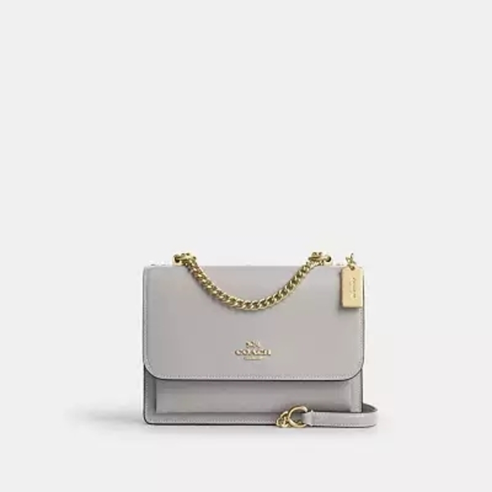 NWT Coach Klare Light Gray Crossbody Bag with Gold Accents